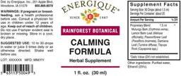 Label for Calming Formula