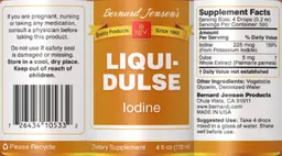 Label for Liqui-Dulse Iodine