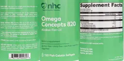Label for Omega Concepts 820 Alaskan Fish Oil
