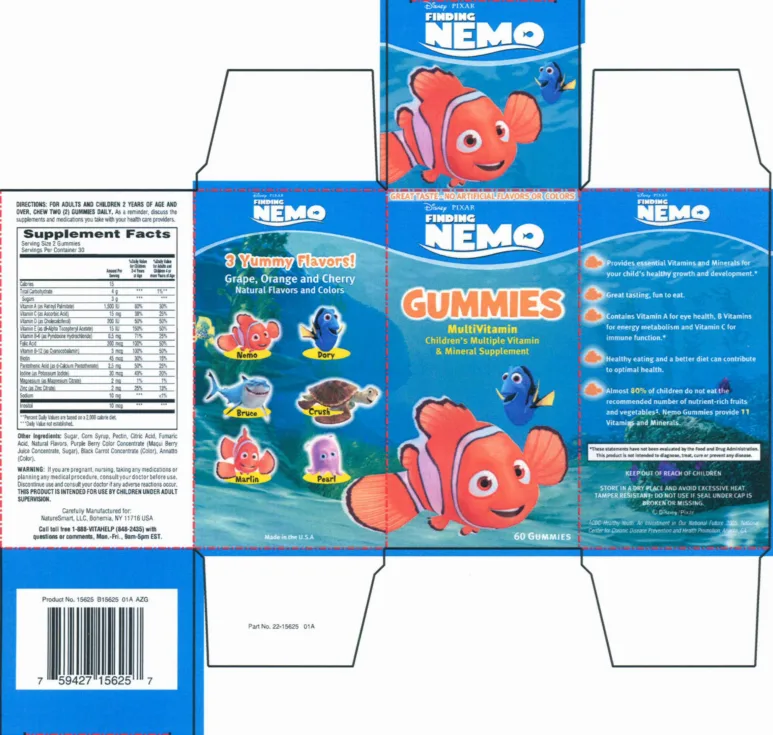 Label for Disney-Pixar Finding Nemo Gummies MultiVitamin