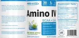 Label for Amino IV Sour Green Apple
