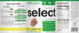 Label for Select Plant Protein Vegan Series Amazing Cinnamon Delight