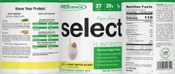 Label for Select Plant Protein Vegan Series Amazing Peanut Butter Delight