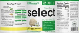 Label for Select Plant Protein Vegan Series Amazing Vanilla Indulgence