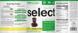 Label for Select Plant Protein Vegan Series Indulgent Chocolate Bliss