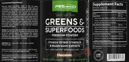 Label for Greens & Superfoods Chocolate