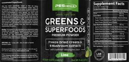 Label for Greens & Superfoods Lime