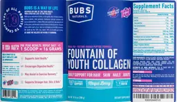Label for Fountain of Youth Collagen Maqui Berry