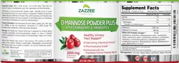Label for D-Mannose Powder Plus 2000 mg with Cranberry & Probiotics