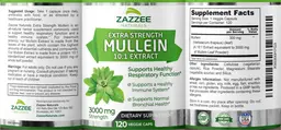 Label for Extra Strength Mullein 10:1 Extract 3000 mg