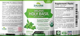 Label for Organic Holy Basil 20:1 Extract 6000 mg