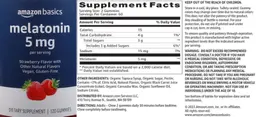 Label for Melatonin 5 mg Strawberry Flavor