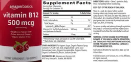 Label for Vitamin B12 500 mcg Raspberry Flavor