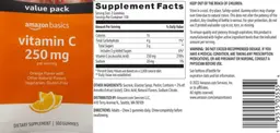 Label for Vitamin C 250 mg Orange Flavor