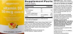 Label for Vitamin D3 50 mcg (2000 IU)