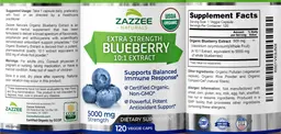 Label for Blueberry Extract 10:1 Extract 5000 mg