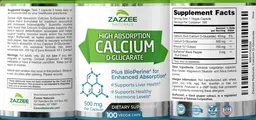 Label for High Absorption Calcium D-Glucarate 500 mg