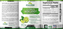 Label for Citrus Bergamot 25:1 Extract 500 mg