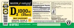 Label for D3 1000 IU (25 mcg)