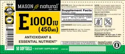 Label for E 1000 IU (450 mg)