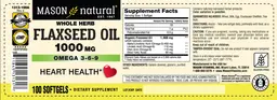 Label for Flax Seed Oil 1,000 mg