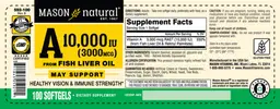Label for A 10,000 IU (3000 mcg) from Fish Liver Oil