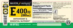 Label for E 400 IU (180 mg)