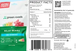 Label for Relax Bears CBD Gummies 25 mg