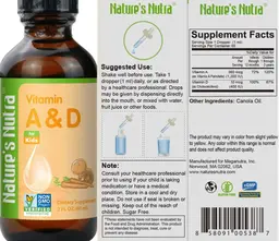 Label for Vitamin A & D for Kids