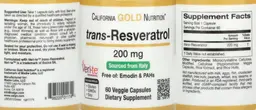 Label for trans-Resveratrol 200 mg