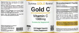 Label for Gold C Vitamin C 1000 mg