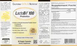 Label for LactoBif 100 Probiotics 100 Billion CFU