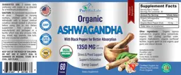 Label for Organic Ashwagandha 1350 mg