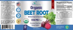Label for Organic Beet Root 1350 mg