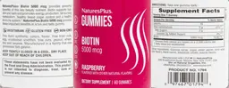 Label for Biotin 5000 mcg Gummies Raspberry