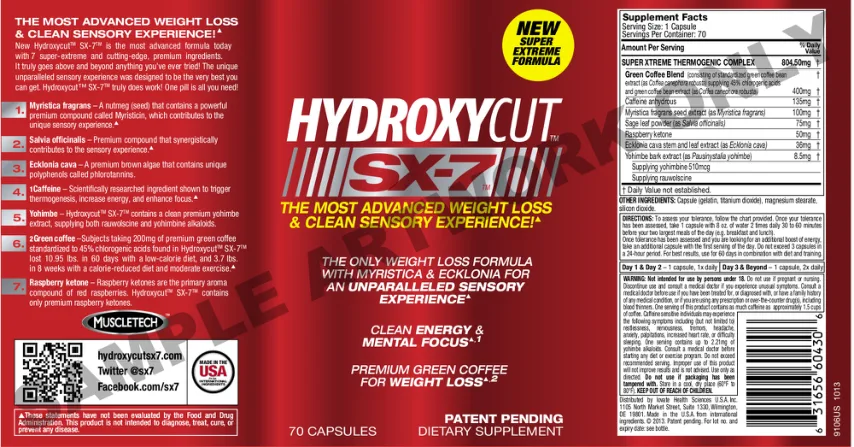 Label for Hydroxycut SX-7
