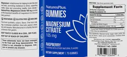 Label for Magnesium Citrate 105 mg Gummies Raspberry