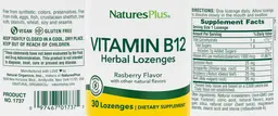Label for Vitamin B12 Herbal Lozenges Raspberry Flavor