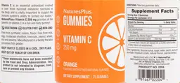Label for Vitamin C 250 mg Gummies Orange