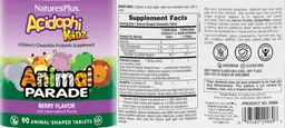 Label for AcidophiKidz Berry Flavor
