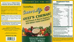 Label for Adult's Chewable Delicious Apple Cinnamon