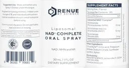 Label for Liposomal NAD+ Complete Oral Spray