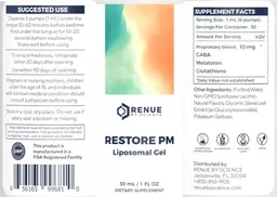 Label for Restore PM Liposomal Gel