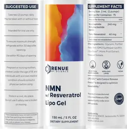 Label for NMN w/ Resveratrol Lipo Gel