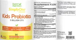Label for Chewable Kids Probiotics 5 Billion CFU Natural Wild Berry Flavored Chewables