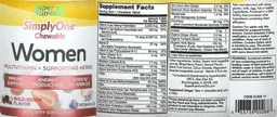Label for Chewable Women Multivitamin + Supporting Herbs Wild-Berry Flavor