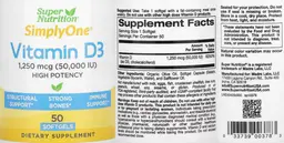 Label for Vitamin D3 1,250 mcg (50,000 IU)