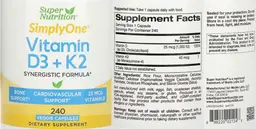 Label for Vitamin D3 + K2