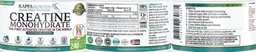 Label for Creatine Monohydrate Unflavored