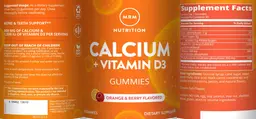 Label for Calcium + Vitamin D3 Gummies Orange & Berry Flavored